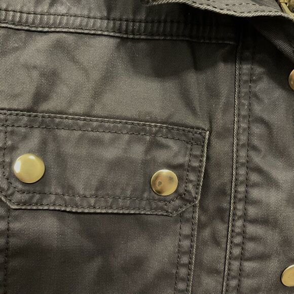 J. Crew Downtown Field Jacket Sz Med Petite Waxed Cotton Mossy Brown - Picture 4 of 8